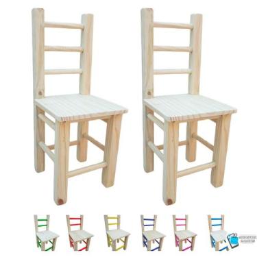 Imagem de 2 Cadeiras Cadeirinhas Infantil De Madeira Resistente - Megastore Marq