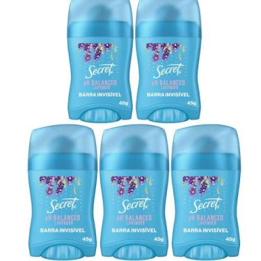 Imagem de Kit 5 Desodorante Barra Secret 45G PH Balanceado Lavender - P&G