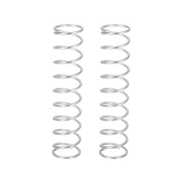 Imagem de uxcell 2 molas de compressão, 1,6 mm de diâmetro do fio x 18 mm OD x 90 mm de comprimento, extensão de aço inoxidável 304, mola esferográfica, molas de pressão para reparos domésticos em lojas, prata