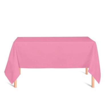 Imagem de Toalha de Mesa Retangular em Tecido Jacquard Rosa Bebê Liso Tradiciona