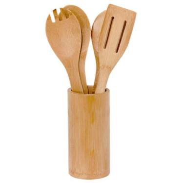 Imagem de Conjunto de utensilios de Bambu - 5 Itens - Ecologico - MIMO