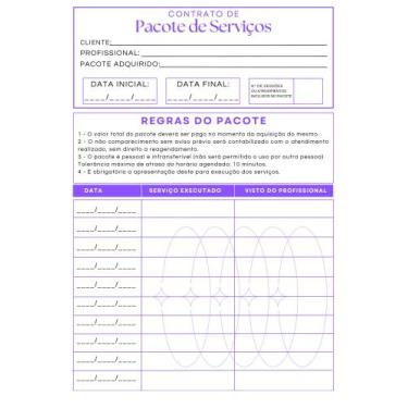 Imagem de Contrato Pacote Serviços Manicure Estética Depilação 10 Blocos, Roxo