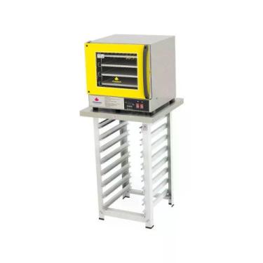Imagem de Kit - Forno Turbo Elétrico Fast Oven PRP-004 Plus 127V Amarelo + Banca