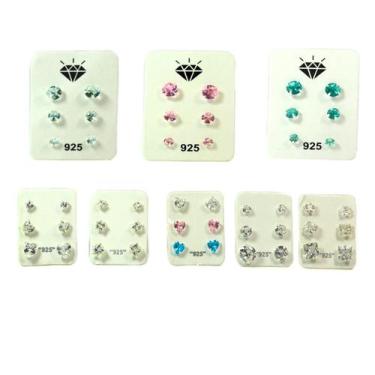 Imagem de Kit 30 Brinco Atacado Revenda Zirconia Prata Legitima 925 - Lojas La+N