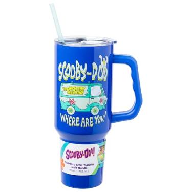 Imagem de Silver Buffalo Copo de aço inoxidável Scooby-Doo "Where Are You!" com alça com a máquina misteriosa, cabe no suporte de copo padrão, 1,134 g