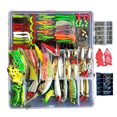 Imagem de Topconcpt Kit de iscas de pesca, 275 unidades - sapos, colheres, gafanhotos - para robalo, truta, salmão