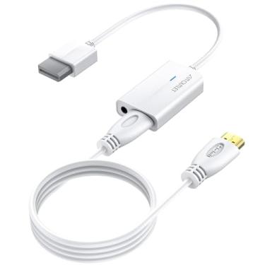 Imagem de AUTOUTLET Conversor Wii para HDMI 1080P com cabo HDMI de alta velocidade de 1,8 m, adaptador HDMI Wii2 com indicador azul, saída de vídeo e áudio com conector de áudio de 3,5 mm compatível com