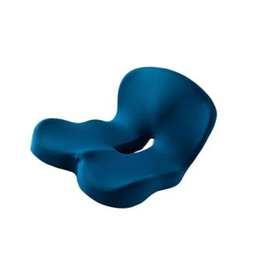 Imagem de Zialofi Almofada de assento de espuma de memória, almofada de cadeira, almofada de cóccix, almofada de apoio lombar ergonômica respirável para cadeira de, Azul-marinho