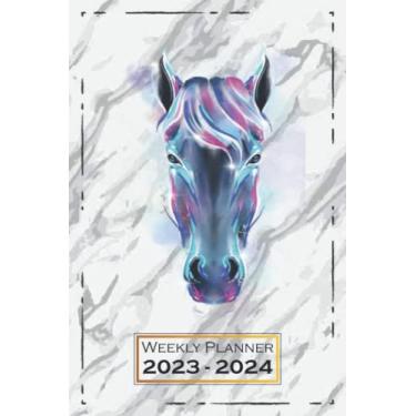 Imagem de Weekly Planner 2023-2024: Horse, Motif | 6x9, Softcover | From Sunday to Saturday | One Week on a Double Page | with Monthly Overview | Colorful | qx1