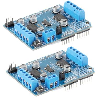 Imagem de JESSINIE Pacote com 2 L293D DC Stepper Motor Control Shield Servo Driver Módulo de Placa de Expansão para Arduino Mega2560 2/4 Canais UNO R3 L293