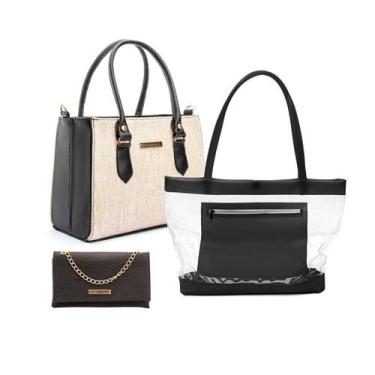 Imagem de Kit 3 Bolsa Feminina Collors +Bolsa Praia + Bolsa Festa Rosa Helena, P