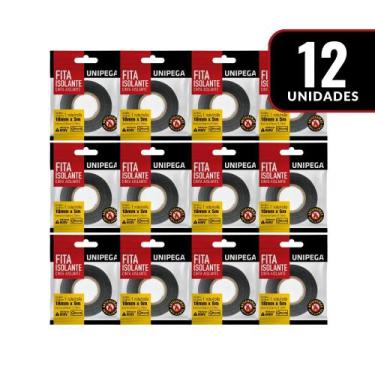 Imagem de Kit com 12 Unipega Fita Isolante Preto Flpck 18Mm X 5M X 0.13Mm