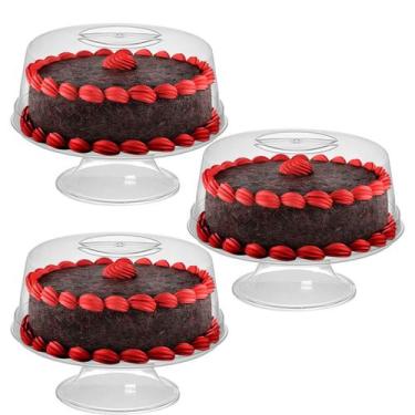 Imagem de Kit C 3 Porta Bolos Boleira Em Acrilico Pedestal Pequeno - 3T