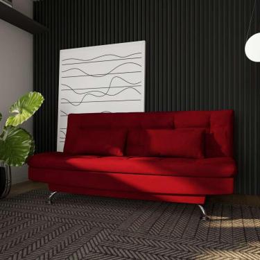 Imagem de Sofá-Cama Casal 3 Lugares Estilo Suede Vermelho