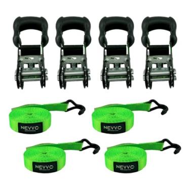 Imagem de Kit 4 Cintas Catraca Para Amarração De Carga Gancho J 4 Metros 1500Kg NEVVO