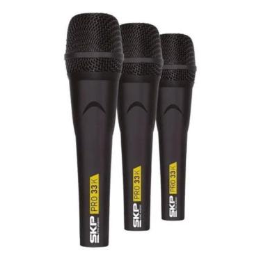 Imagem de Kit 3 Microfones Profissionais SKP PRO33K Dinâmico Cardióide