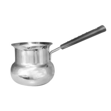 Imagem de DimyFew Mini -molho de aço inoxidável turco com manuseio com manusear servidor de café com leite de maconha para chá com chocolate quente, 940 Ml