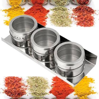 Imagem de Porta Temperos Condimentos Aço Inox Magnético 3 Potes CBRN12398 - COMM