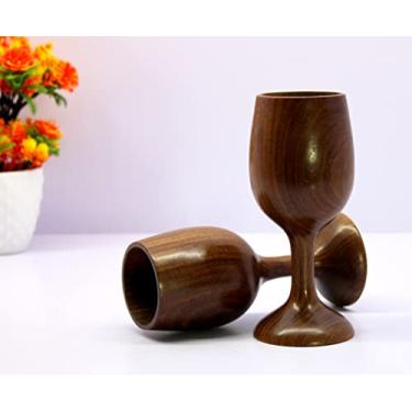 Imagem de KLEO Taças de vinho de madeira - conjunto de 2 a 250 ml - madeira - 17,5 cm de altura - marrom