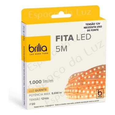 Imagem de Fita Led 9,6w/m 12v Ip20 5m 2700k Luz Quente Brilia 308435