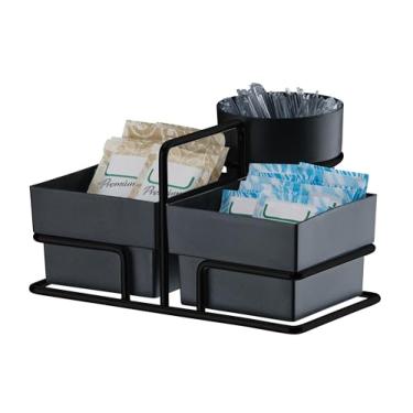 Imagem de Organizador p/sachês de açúcar/adoçante e mexedor preto fosco - Linha Caffè - Future
