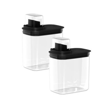 Imagem de Kit 2 Dispensers para Lavanderia 1,5 Litros Organizadores de Sabão/Amaciante Flow Ou Cor:Preto