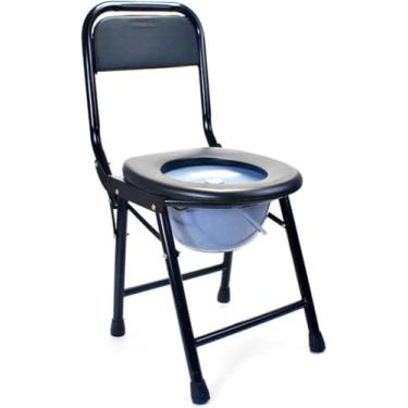 Imagem de Cômodas De Cabeceira, Cadeira De Toalete, Cadeira De Banho Dobrável Com Encosto, Carga Máxima 150kg, Black Hard Surface