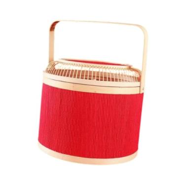 Imagem de Fenteer Cesta de Tecido de Bambu Cesta de Embrulho de Presente Cesta de Portátil Artesanal Multifuncional Cesta de Compras para Frutas Mooncake, 26cmx22.5cm