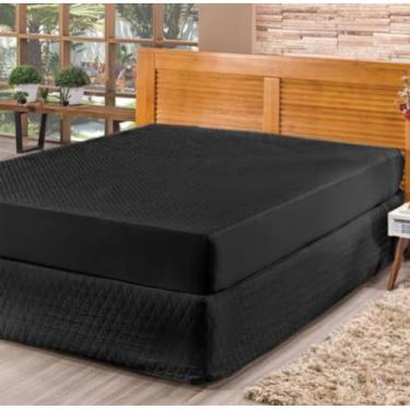 Imagem de Capa Protetor de Colchão Casal Box 40cm Impermeável Com Elástico (PRETO)