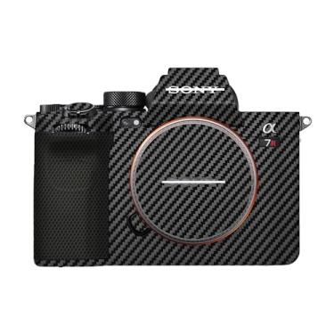 Imagem de Mebont Adesivo de capa de câmera antiarranhões para Sony Alpha 7R V/A7R5/A7RM5 full-frame sem espelho película protetora antidesgaste decoração de pele #Fibra de carbono preto