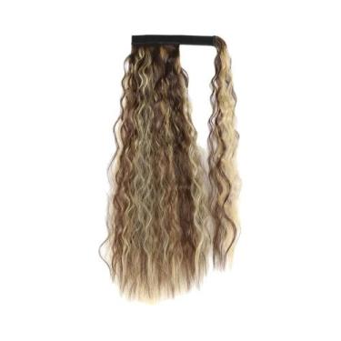 Imagem de Extensões De Cabelo Sintético Longo Ondulado Em Tom Marrom Loiro Com R