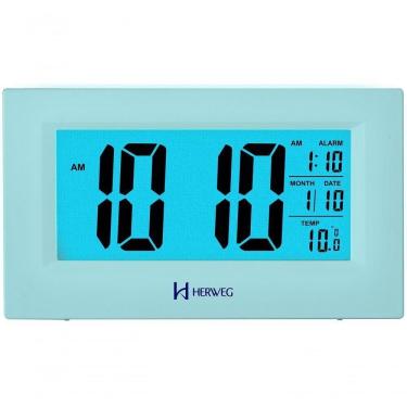 Imagem de Relógio Despertador Digital Luz Noturna Preto Herweg 2972 Prata
