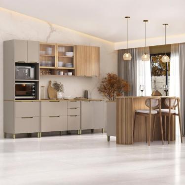 Imagem de Armário Cozinha 6 Peças Cp01 E Ilha Marina Cinammon/freijó L01 - Mpozenato