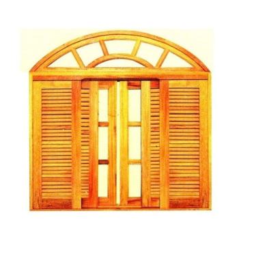 Imagem de Janela de Correr Colonial Tripla - Madeira Maciça - Angelim