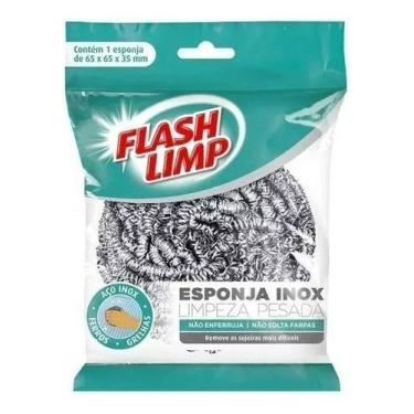 Imagem de Esponja Aço Inox Flash Limp Limpeza Pesada Ea1409 Não Enferr