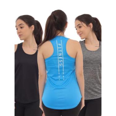 Imagem de Kit 3 Peças - Camiseta Regata Feminina Dry Fit Estampada Poliester Aca