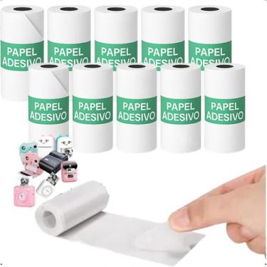 Imagem de Kit 10 Rolos Bobina de Papel Térmico Adesivo a prova de Água Mini Impr
