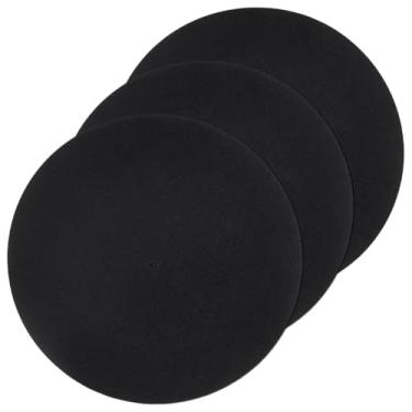 Imagem de UNICRAFTALE 3 peças de tapetes para toca-discos, preto, liso, redondo, feltro, 295 x 1,5 mm, tapete protetor para todos os toca-discos de vinil