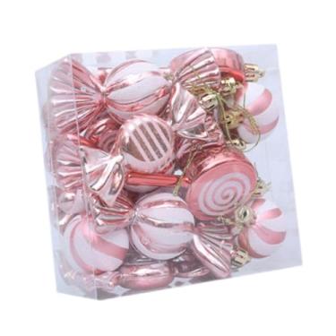 Imagem de Baoblaze 18 peças de enfeites de bola de Natal, enfeites pendurados para árvore de Natal, acessórios fofos para fotos, decoração criativa de Natal para o, Rosa Ouro