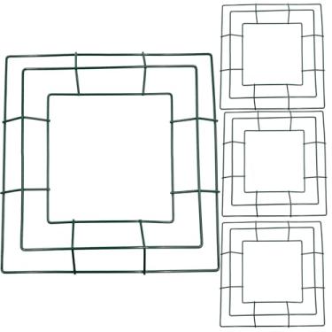 Imagem de Yuqim Pacote com 4 guirlandas de arame quadrado verde, formas de guirlanda de metal de 35 cm para artesanato faça você mesmo, anéis florais para decoração de festa de aniversário de casamento