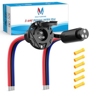 Imagem de MICTUNING Plugue e receptáculo de motor de pesca de 3 fios, 12-24V 10 AWG, macho fêmea conexão rápida para barco marítimo iate Minn Kota MotorGuide Newport, capa à prova d'água à prova de poeira, 6
