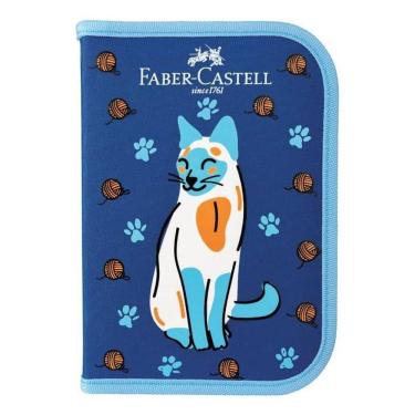 Imagem de Estojo Escolar Infantil Box Completo Pets Gato Azul - Faber Castell