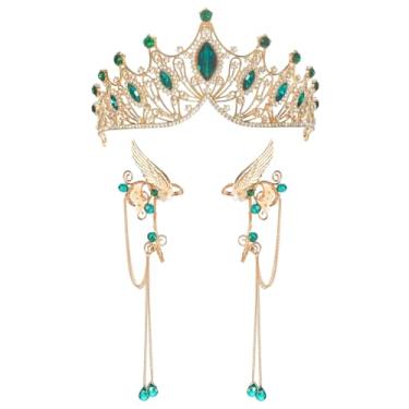 Imagem de CoTeeZa Coroas de rainha barrocas vintage - Conjunto de punhos de orelha de elfo de coroa de fada para casamento, baile de quinze anos, enfeite de cabeça de fada para mulheres, acessórios de fantasia