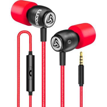 Imagem de LUDOS Fones de ouvido intra-auriculares Clamor com fio, 5 anos de garantia, fones de ouvido com microfone, fones de ouvido com isolamento de ruído, espuma de memória para iPhone, Samsung, estudantes