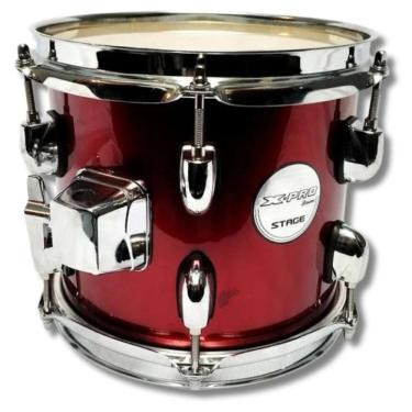 Imagem de Tom 8 De Bateria Vinho Em Madeira Com Caneca Cromada X- Pro