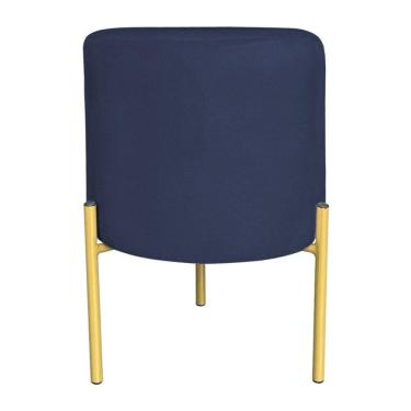 Imagem de Puff Decorativo Soren Suede Azul Marinho Pés De Ferro Dourado - Pallazio