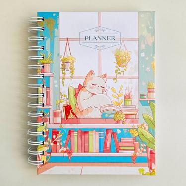Imagem de Planner Semanal Agenda Permanente 2026 Wire-O Notas Gatinho A5 (Não Datado - Coral)