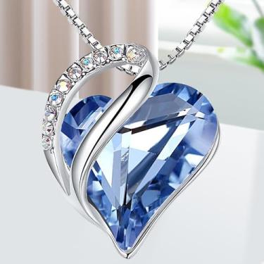 Imagem de Elegante colar com pingente de coração infinito para mulheres, com cristais de pedra do mês de nascimento, joia de aniversário requintada para presente, One Size, Liga de aço, Sem Pedra Preciosa