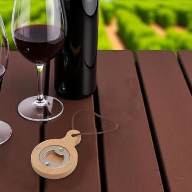 Imagem de Generic 1 abridor de garrafas magnético Calico Cat abridor de garrafas madeira de faia alça redonda ímã madeira marrom claro 6 x 8,5 x 1,2 cm