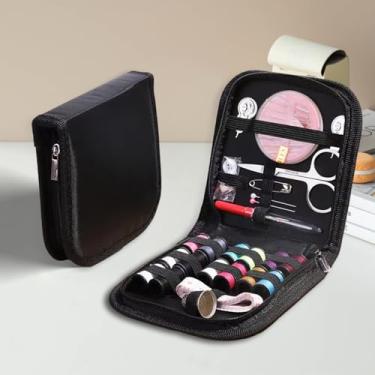 Imagem de Kit de costura portátil de 27 peças com linha, agulhas, tesouras, fita, dedal e ferramentas, conjunto de costura com zíper para viagens, escritório, casa ou uso diário
